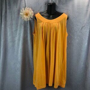 Roamans Womens Plus Sz L Huny Gold Sleeveless Pleated Dress Cover Up Tunic 88842